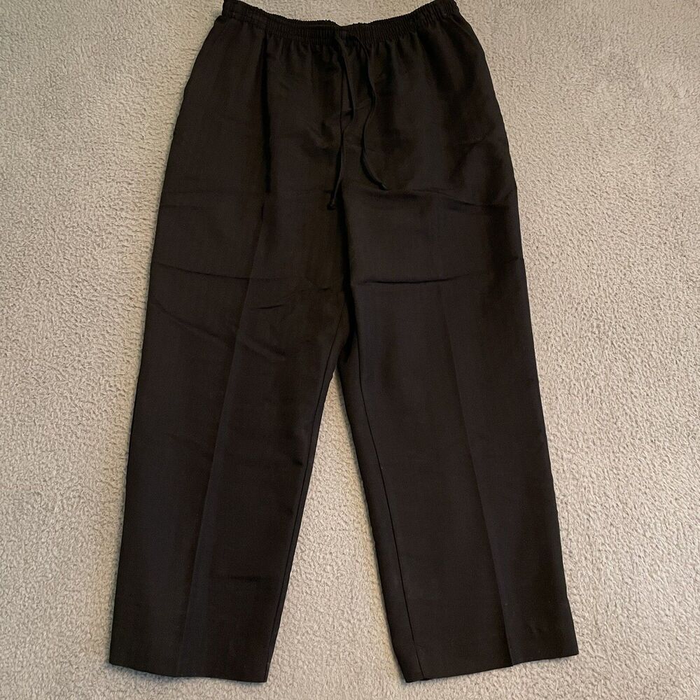 Alfred Dunner Womens 16 S Black Petal Pushers Proportioned Pants Slacks Pull On